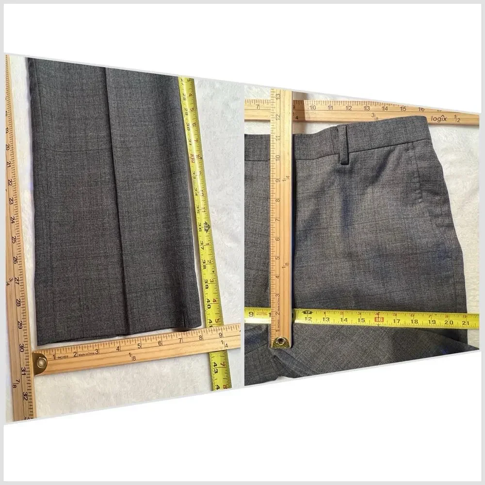 Jos A Bank 1905 Brrr Comfort 40-42R 32x30 Slim Gray Burgundy Glen Plaid Suit